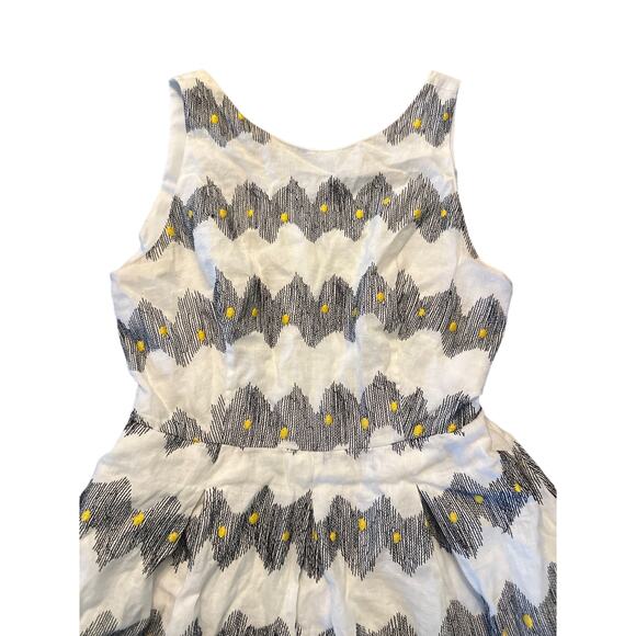 Women 4 Anthropologie Corey Lynn Calter Cream Linen Embroidered Fit Flare Dress - Picture 2 of 6